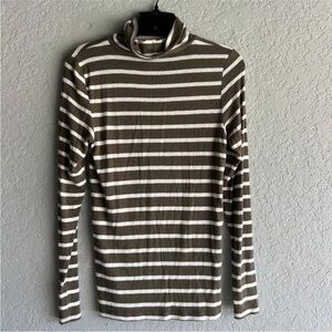 Aerie Real Soft Striped Turtle Neck Long Sleeve